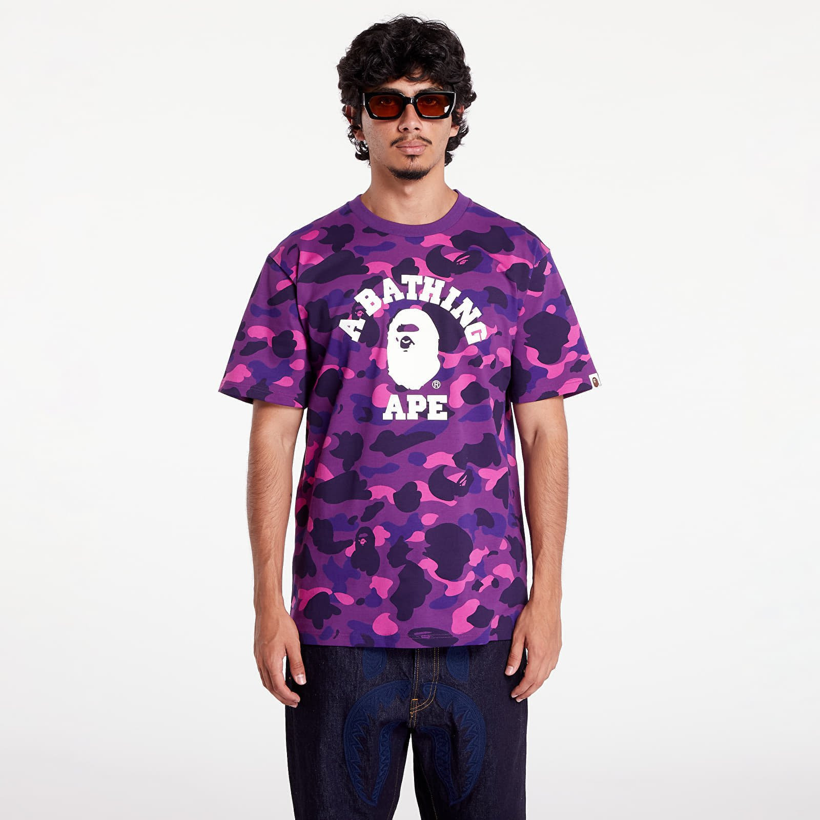 Tričko A BATHING APE Color Camo College Tee Purple XXXL