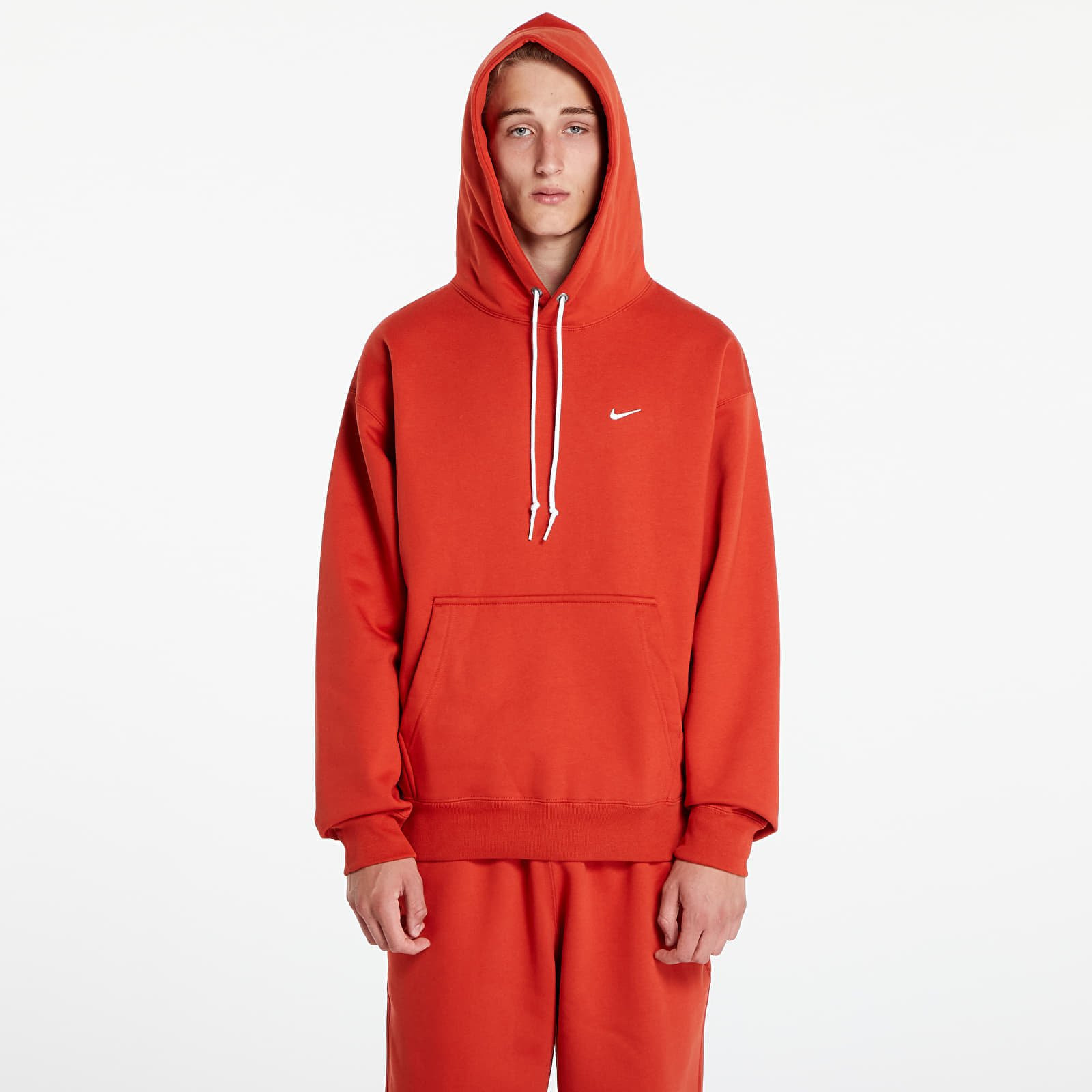Mikina Nike Solo Swoosh Men's Fleece Pullover Hoodie Dragon Red/ White S