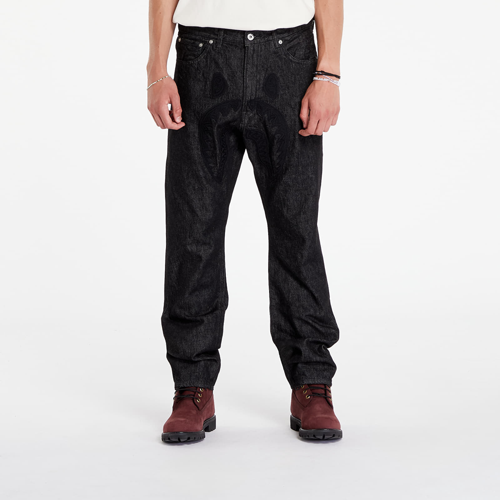 Džínsy A BATHING APE Shark 13 Oz Denim Pants Black XL