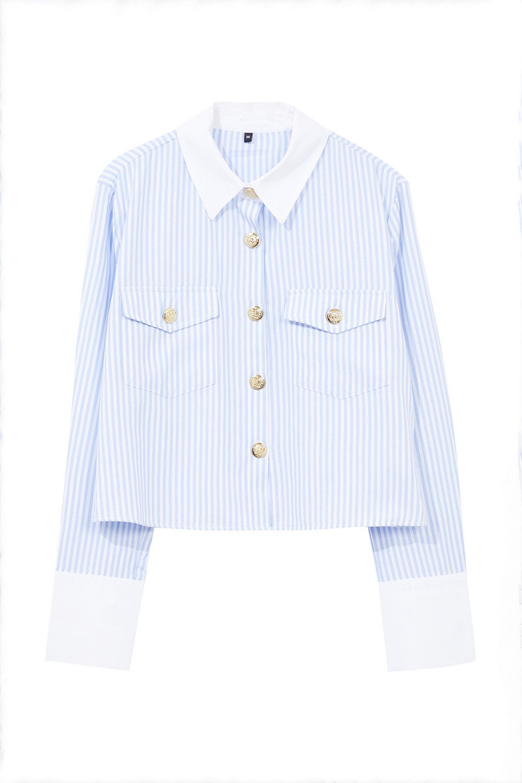 Trendyol Blue Metal Button Detailed Collar and Sleeve Detailed Striped Regular Normak Fit Shirt