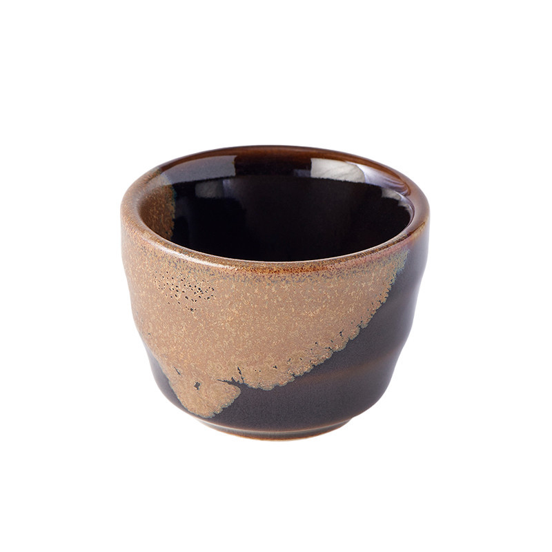 Šálka na saké 30 ml, hnedá / čierna, keramika, MIJ