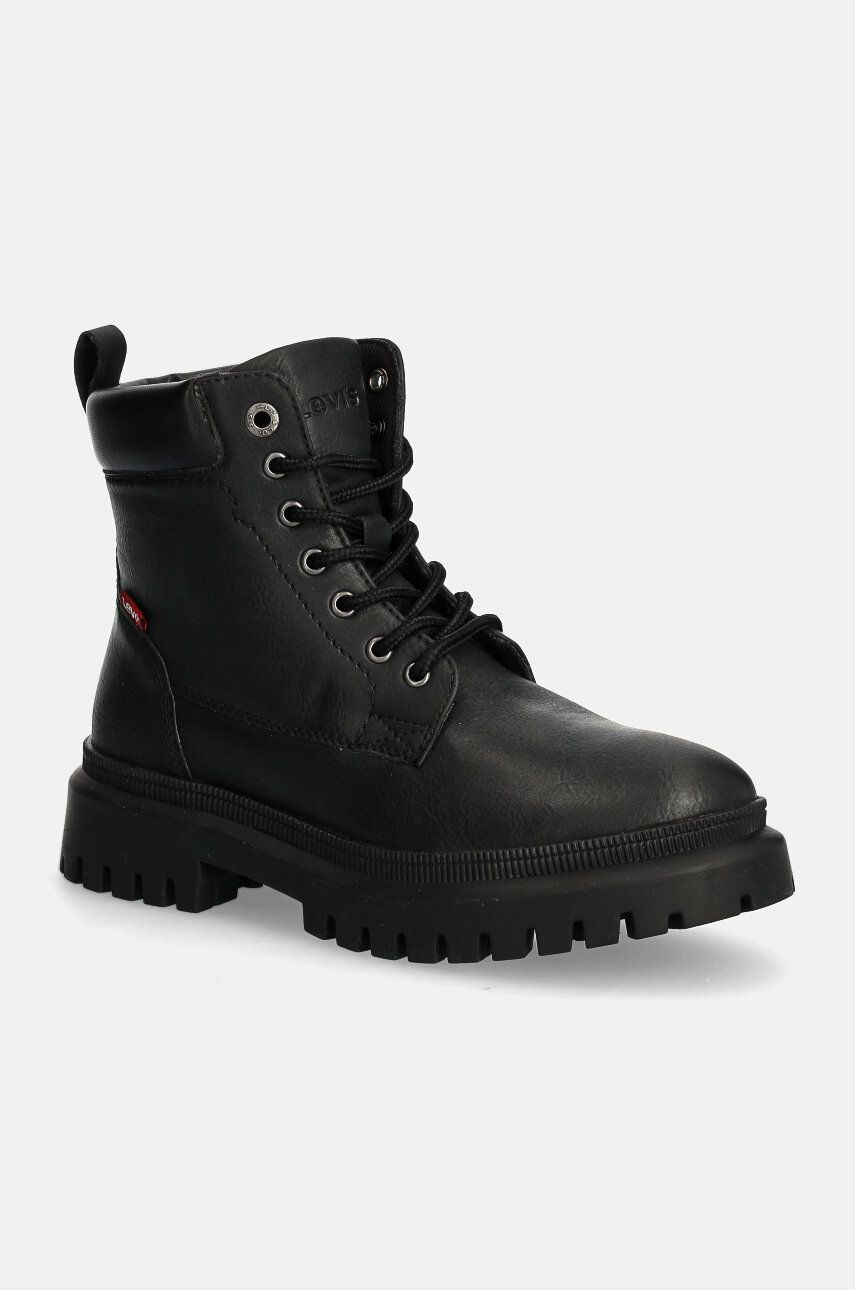 Workery Levi's LENNOX dámske, čierna farba, na plochom podpätku, 000CK-0001