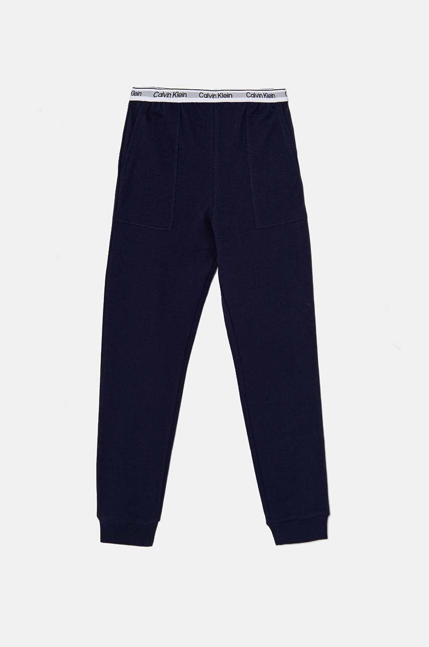 Detské bavlnené tepláky Calvin Klein Underwear tmavomodrá farba, jednofarebné, KK0KK00110