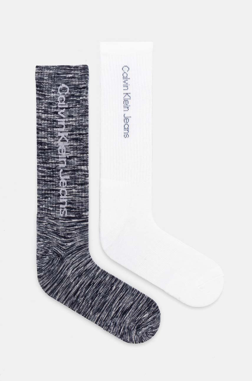 Ponožky Calvin Klein Jeans 2-pak pánske, biela farba, 701230602