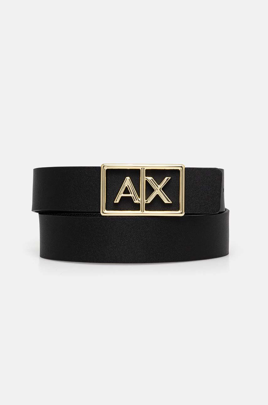 Obojstranný kožený opasok Armani Exchange dámsky, čierna farba, 941186 4F786