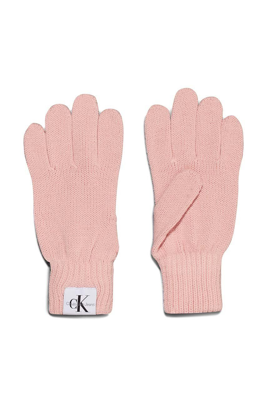 Detské rukavice Calvin Klein Jeans ružová farba, IU0IU00525
