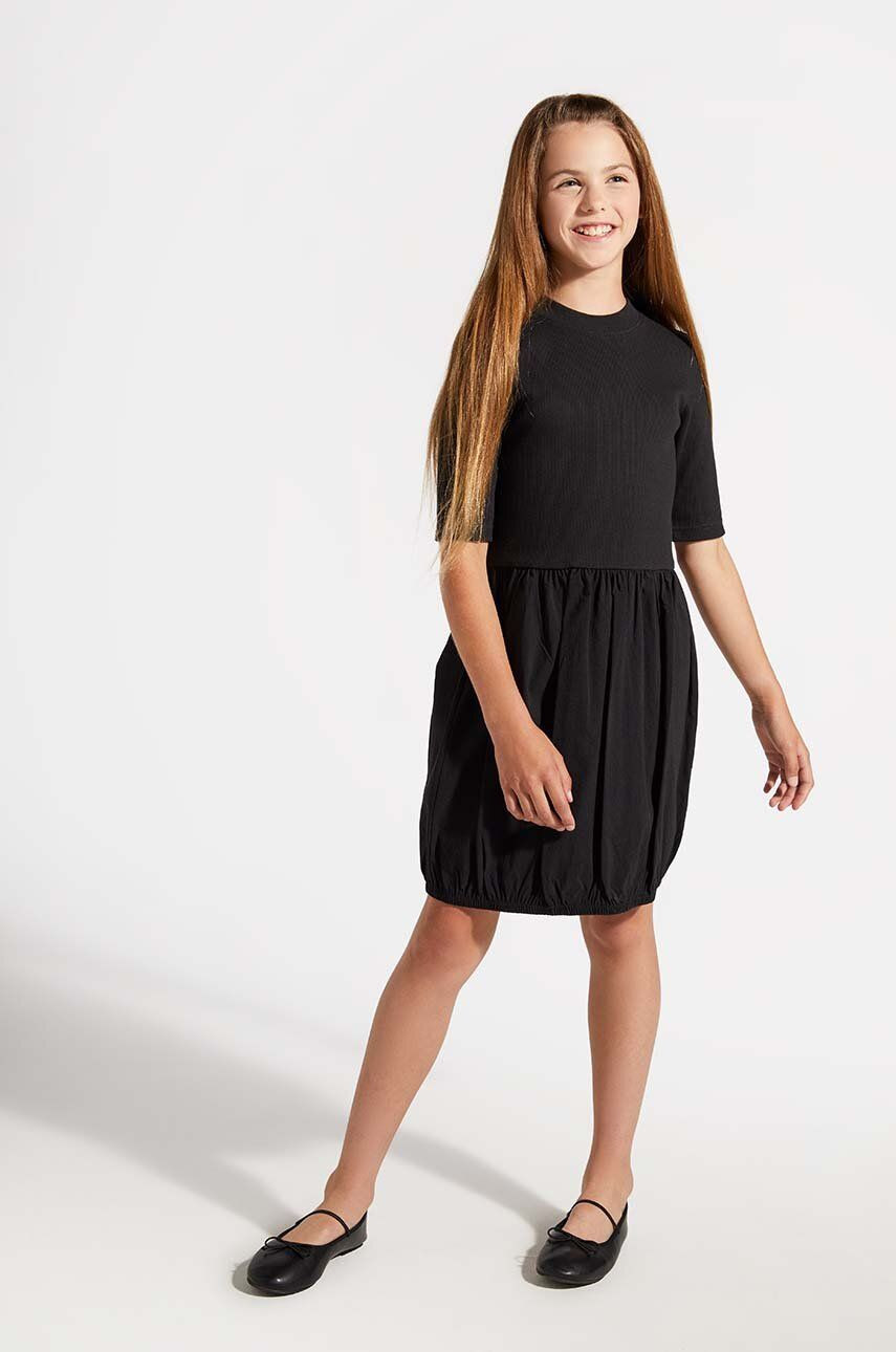Dievčenské šaty Coccodrillo čierna farba, mini, rovný strih, BACK TO SCHOOL GIRL