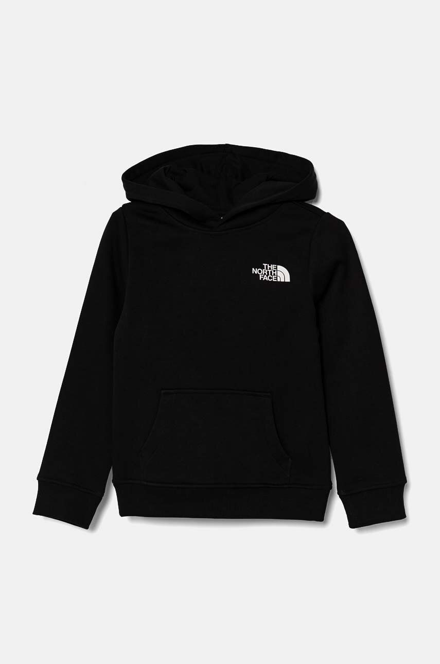 Detská mikina The North Face REDBOX REGULAR P/O HOODIE čierna farba, s kapucňou, s potlačou, NF0A89H9JK31