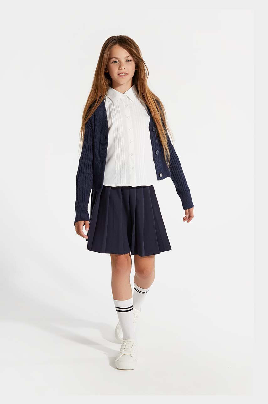 Dievčenská sukňa Coccodrillo tmavomodrá farba, mini, rovný strih, BACK TO SCHOOL GIRL