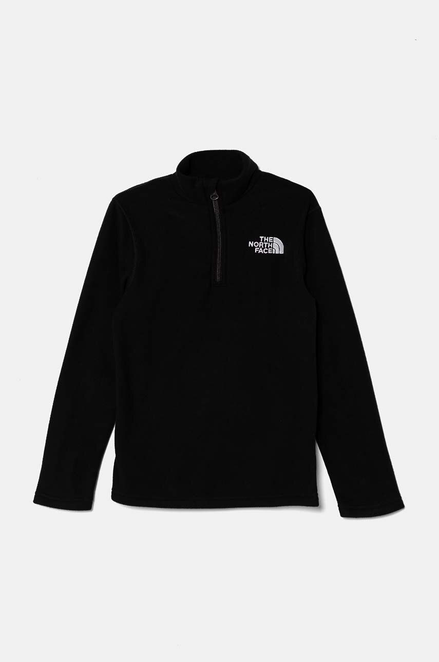 Detská mikina The North Face GLACIER 1/4 ZIP PULLOVER čierna farba, s nášivkou, NF0A8AZMJK31