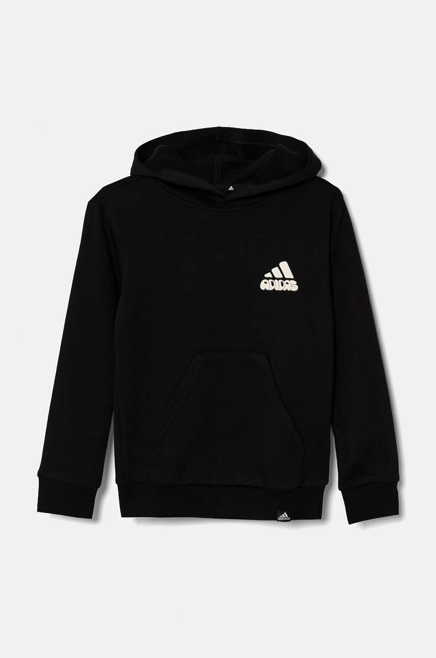 Detská mikina adidas DOODLE PACK HD čierna farba, s kapucňou, s potlačou, IZ0420