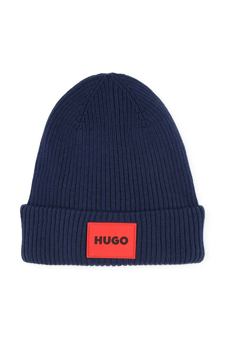 Detská čiapka HUGO tmavomodrá farba biela, G00259