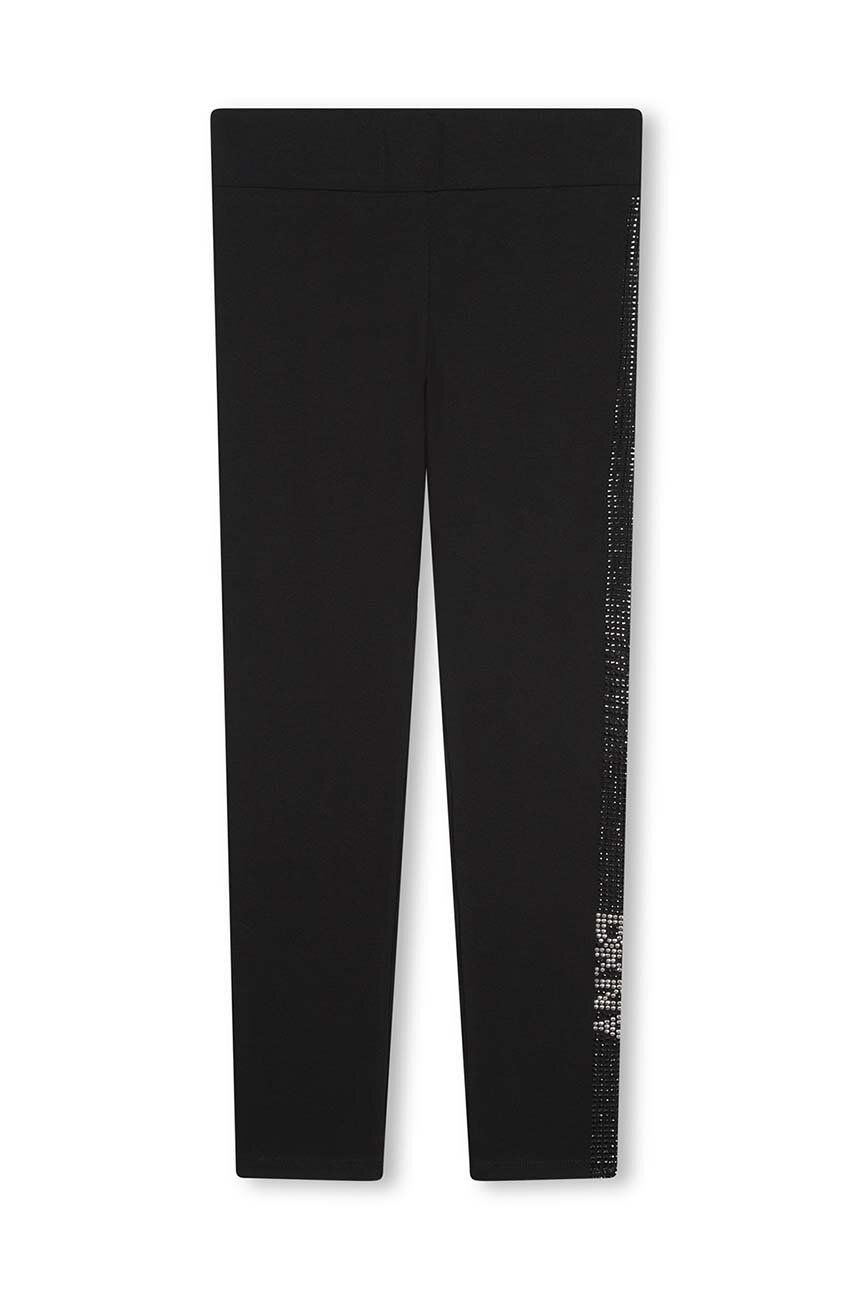 Detské legíny Dkny čierna farba, s nášivkou, D60224