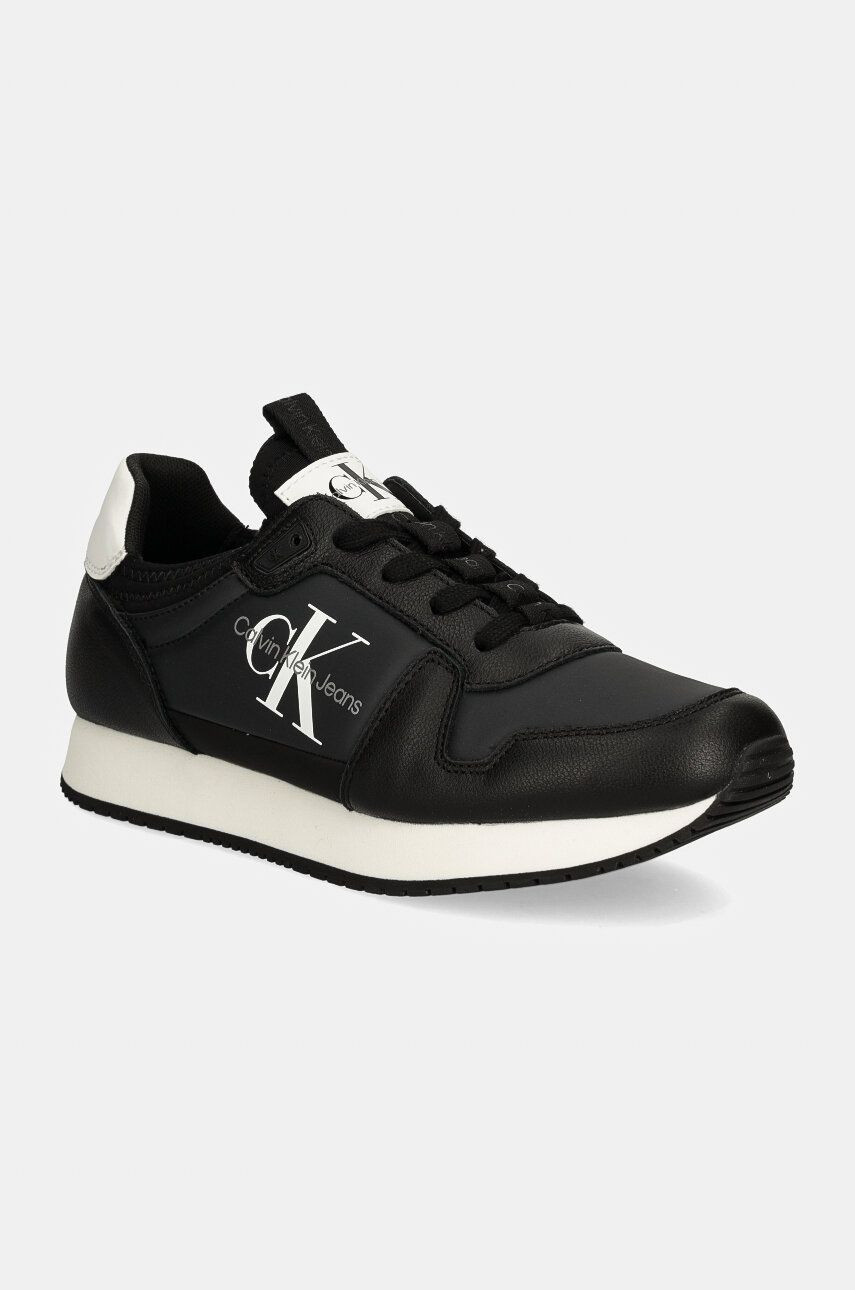 Tenisky Calvin Klein Jeans RUNNER SOCK LACEUP ML LTH čierna farba, YW0YW01616