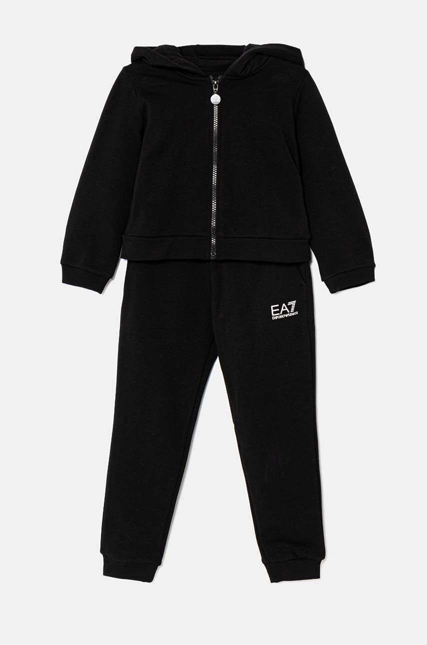 Detská tepláková súprava EA7 Emporio Armani čierna farba, 6DFV05 FJZIZ
