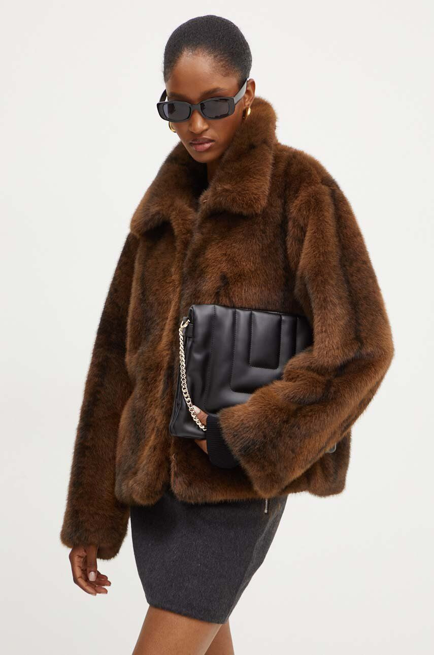 Bunda Silvian Heach CLAUS dámska, hnedá farba, prechodná, GPA24104PL