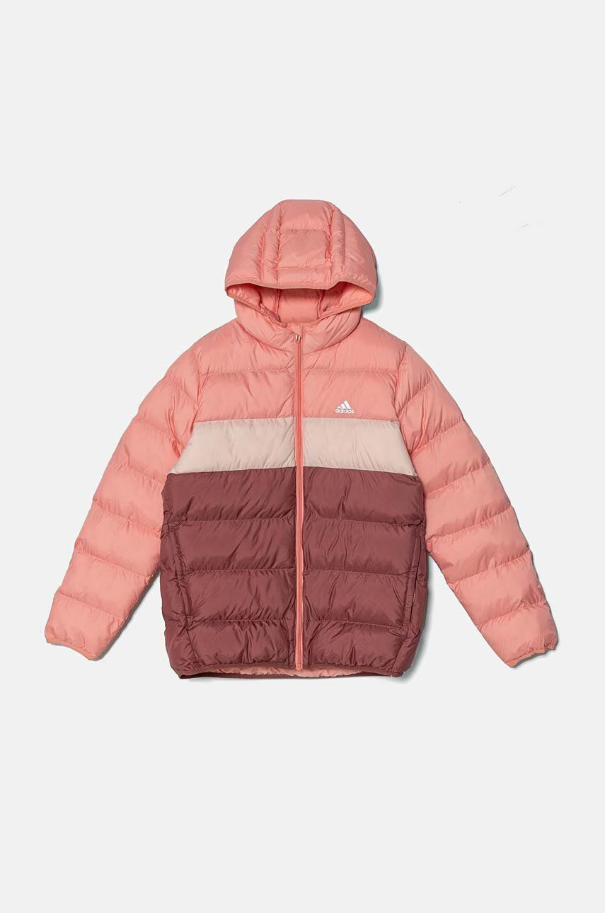 Detská bunda adidas J SDKT ružová farba, IY6916