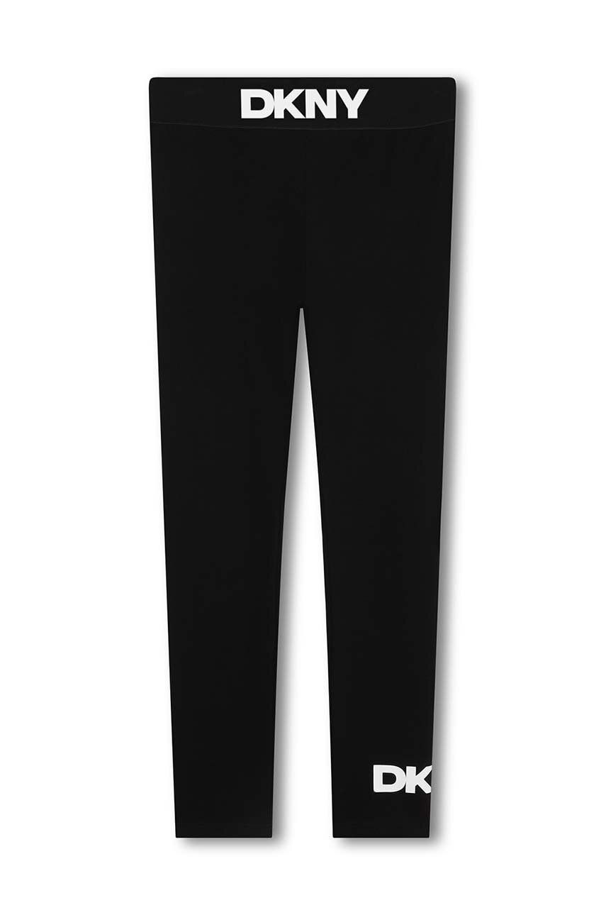 Detské legíny Dkny čierna farba, s potlačou, D60222