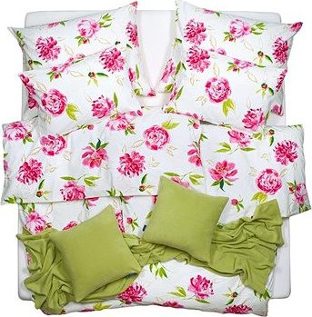 SCANquilt obliečky FINO DESIGN flowers bieločervené