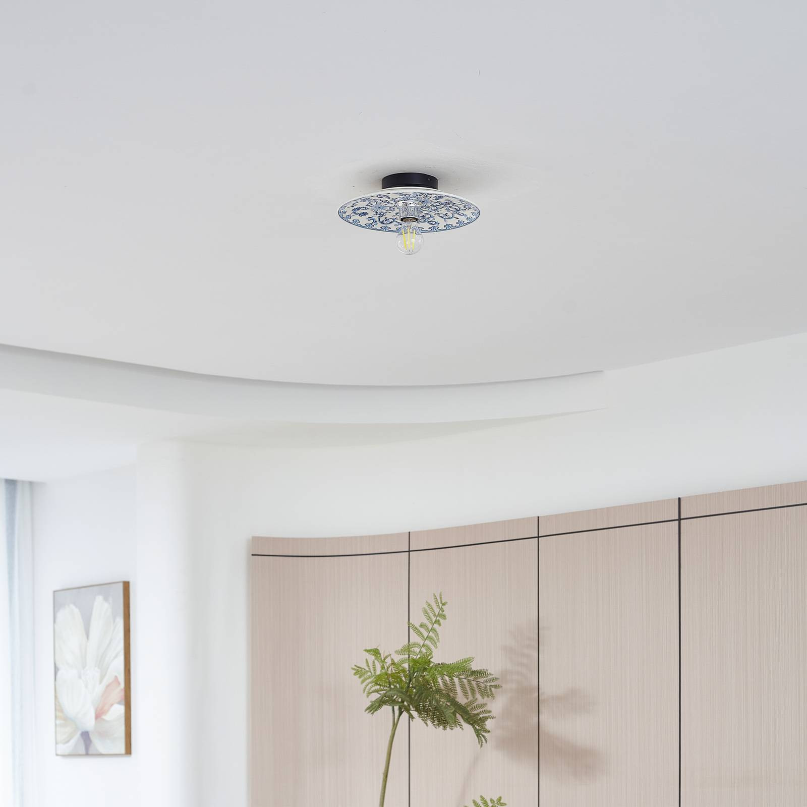 Nástenné svietidlo Lucande Faelira, modrá/biela, keramika