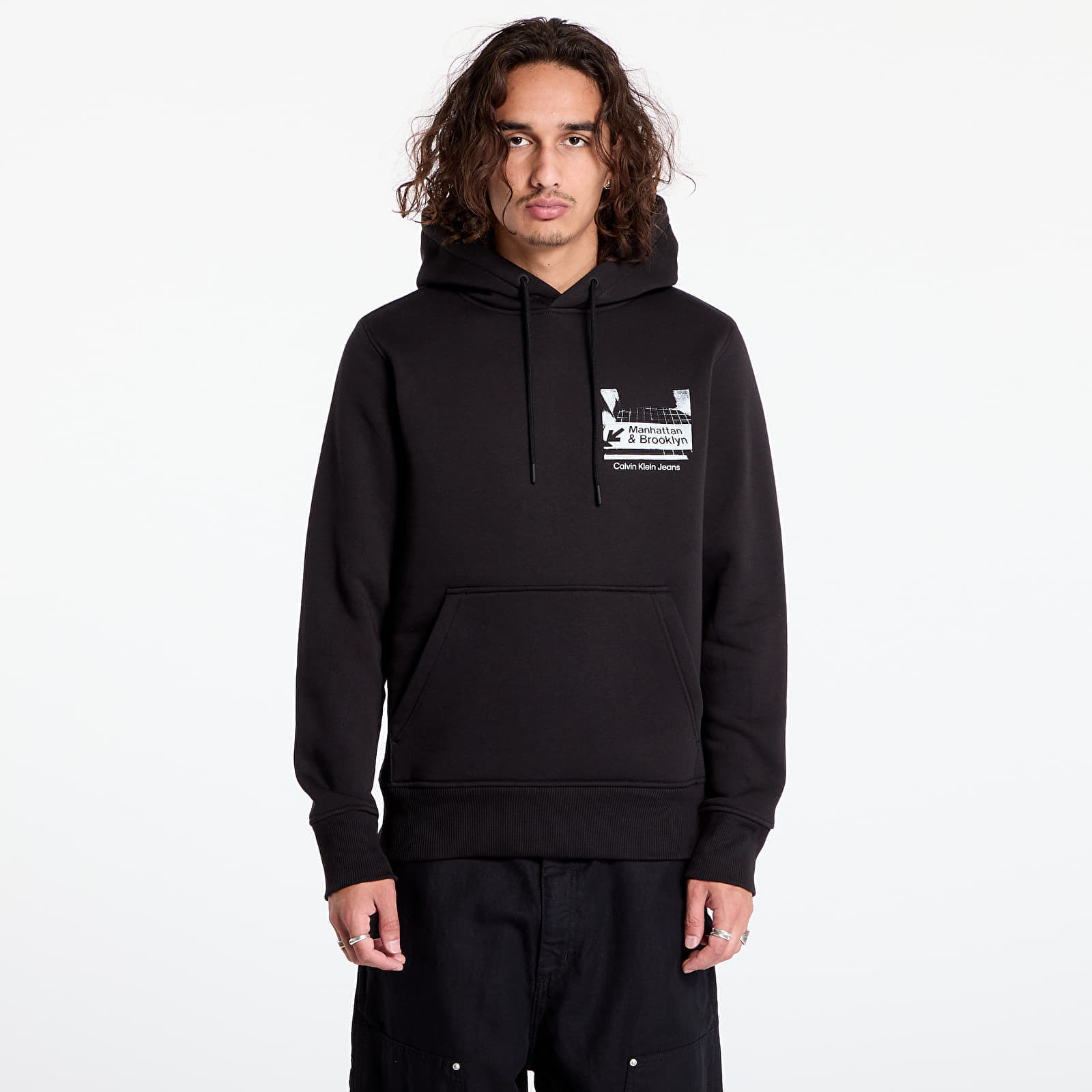 Mikina Calvin Klein Jeans Subway Sign Hoodie Black XL