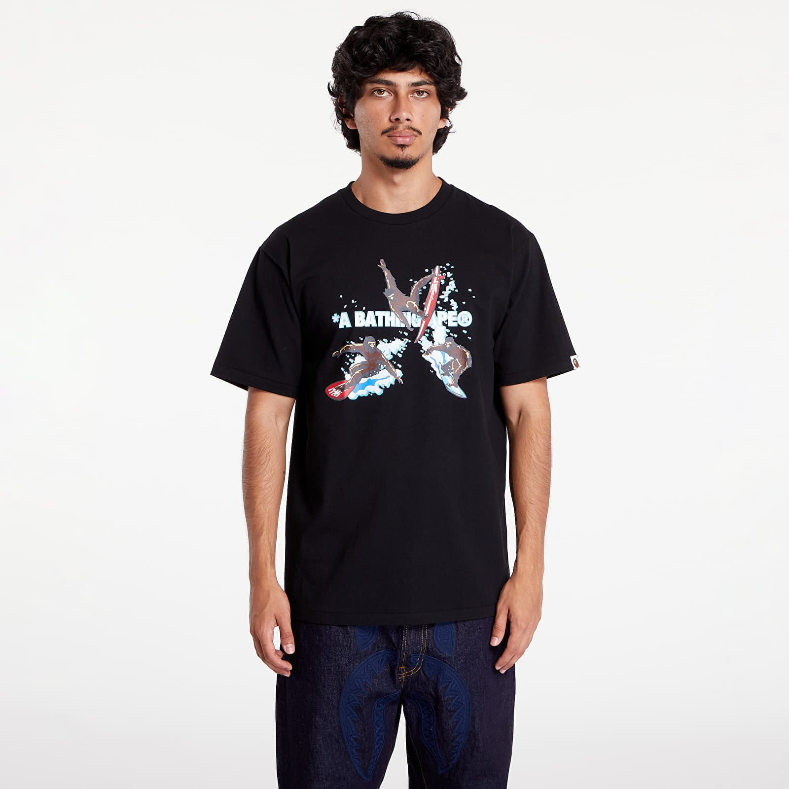 Tričko A BATHING APE Surfing Apes Tee Black S