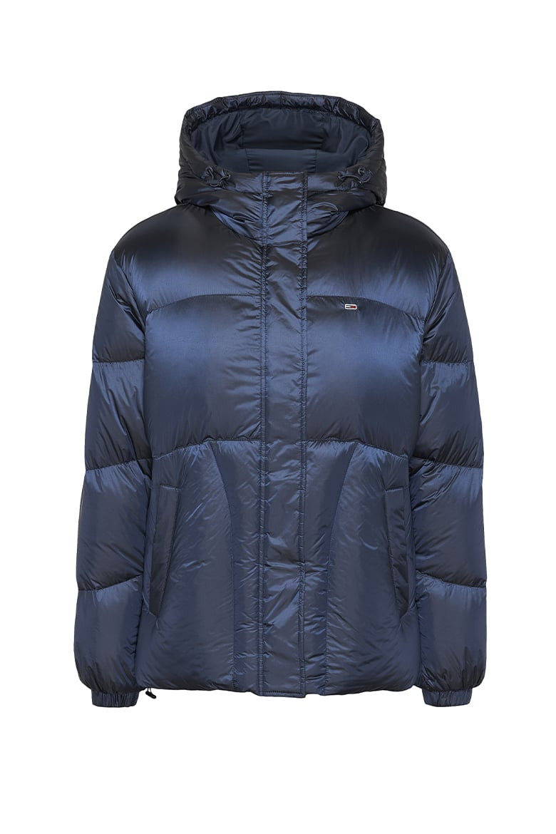 Tommy Jeans Bunda - TJW METALLIC PUFFER modrá