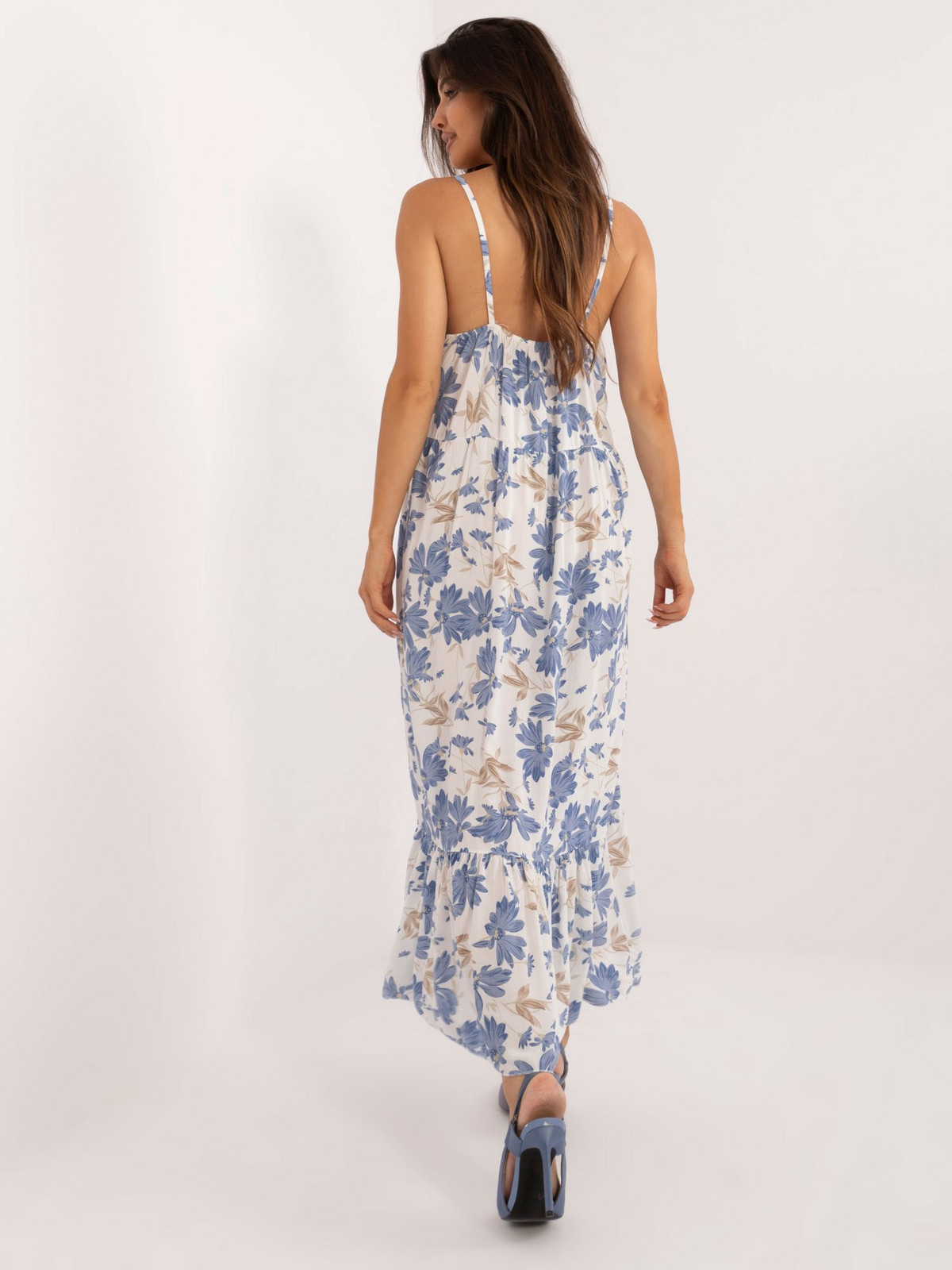 White and blue long dress with straps