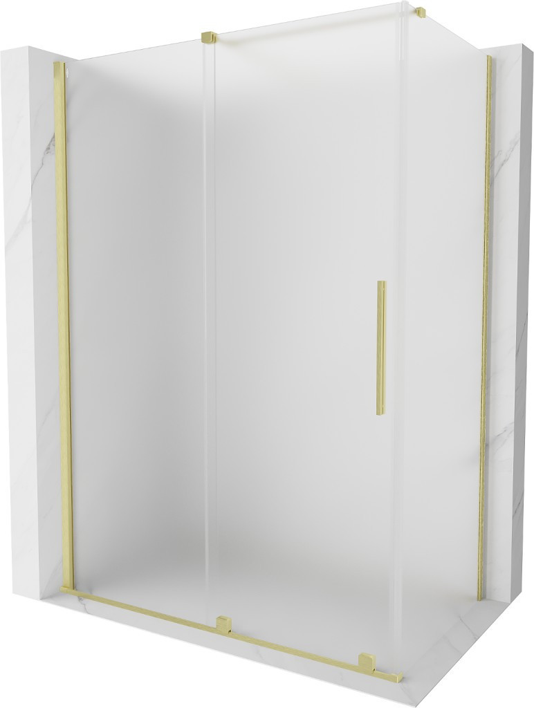 MEXEN/S - Velár sprchovací kút, posuvné dvere 140 x 70 cm, dekor, zlato kartáčovaná 871-140-070-31-55