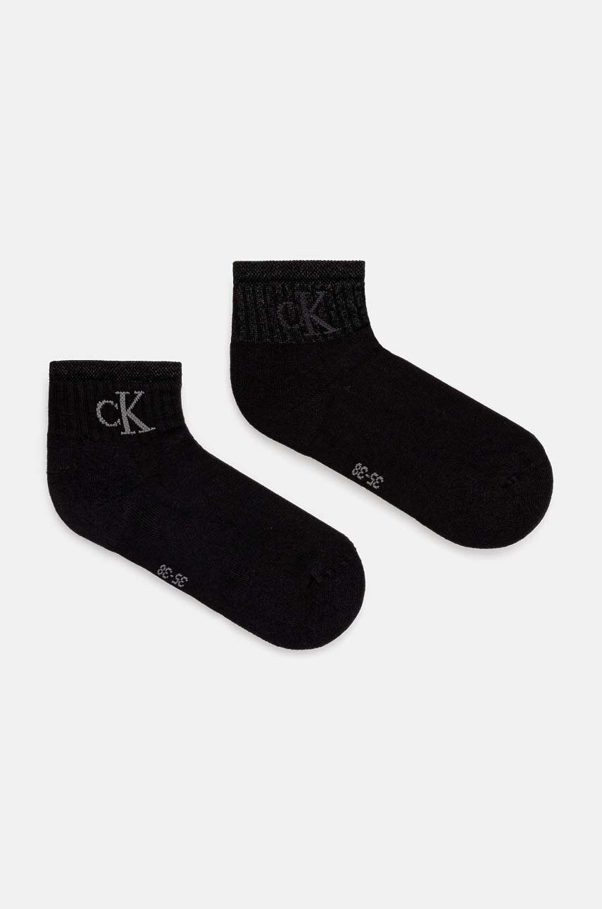Ponožky Calvin Klein Jeans 2-pak dámske, čierna farba, 701230599