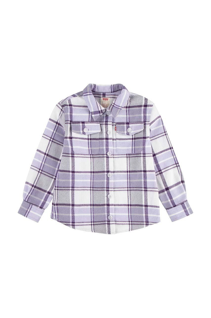 Detská bunda Levi's OVERSIZED PLAID SHACKET fialová farba, 3EL410