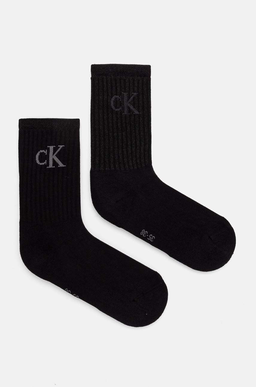 Ponožky Calvin Klein Jeans 2-pak dámske, čierna farba, 701229467