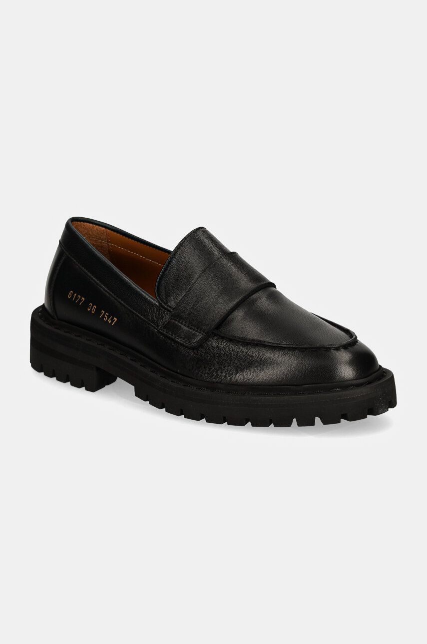 Kožené mokasíny Common Projects Chunky Loafer dámske, čierna farba, na platforme, 6177
