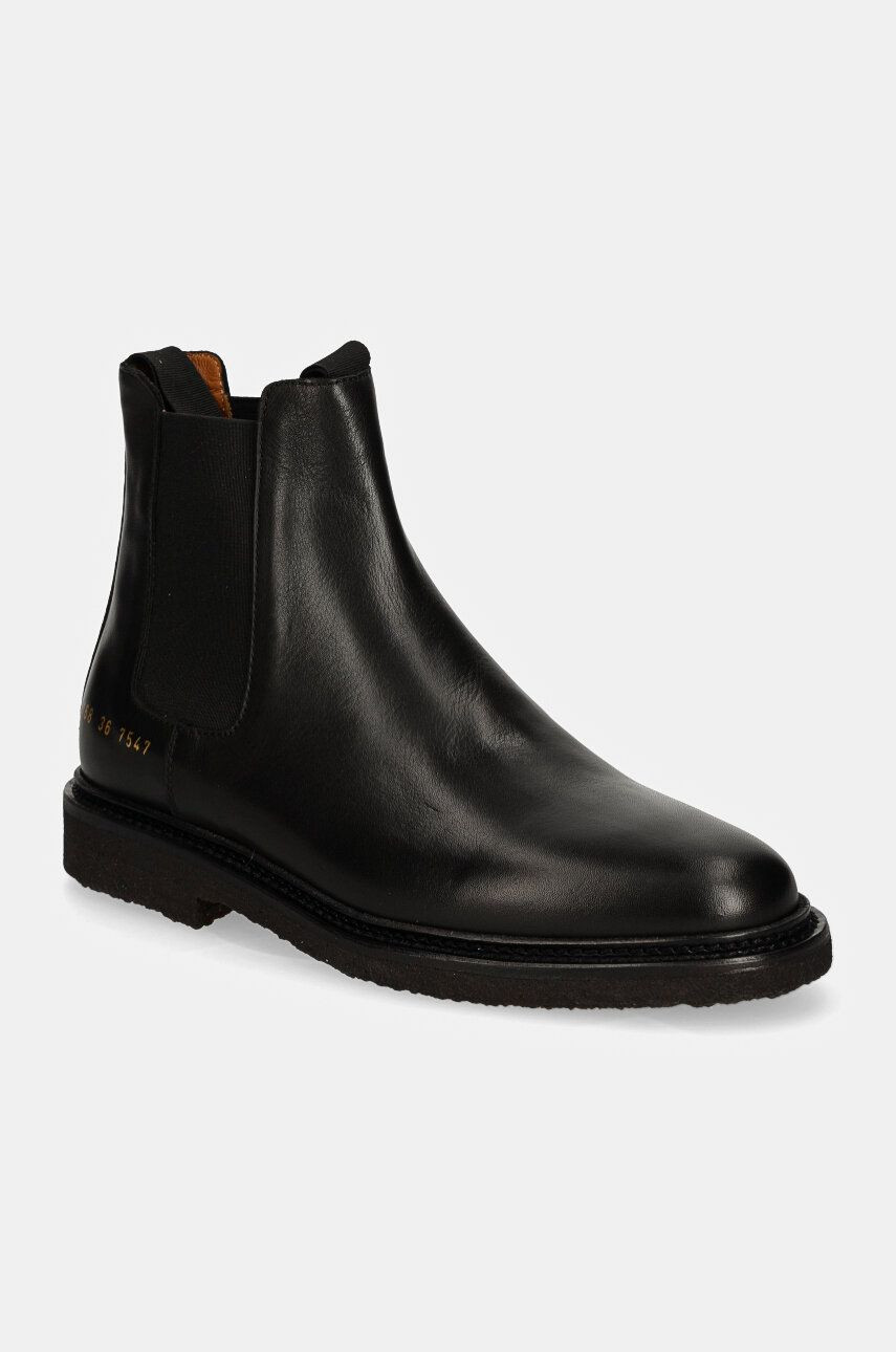 Kožené topánky chelsea Common Projects Chelsea in Leather dámske, čierna farba, na plochom podpätku, 6168