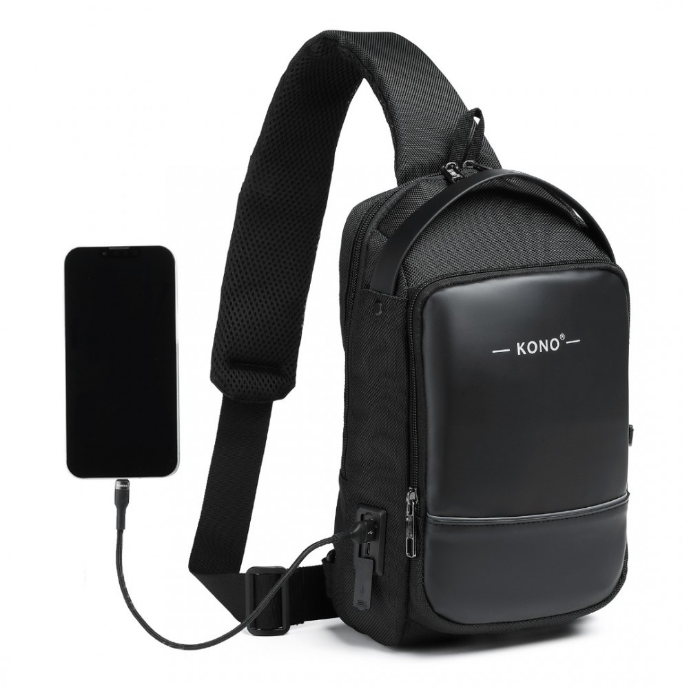 KONO Smart sling unisex crossbody batoh / taška - 5L - čierny