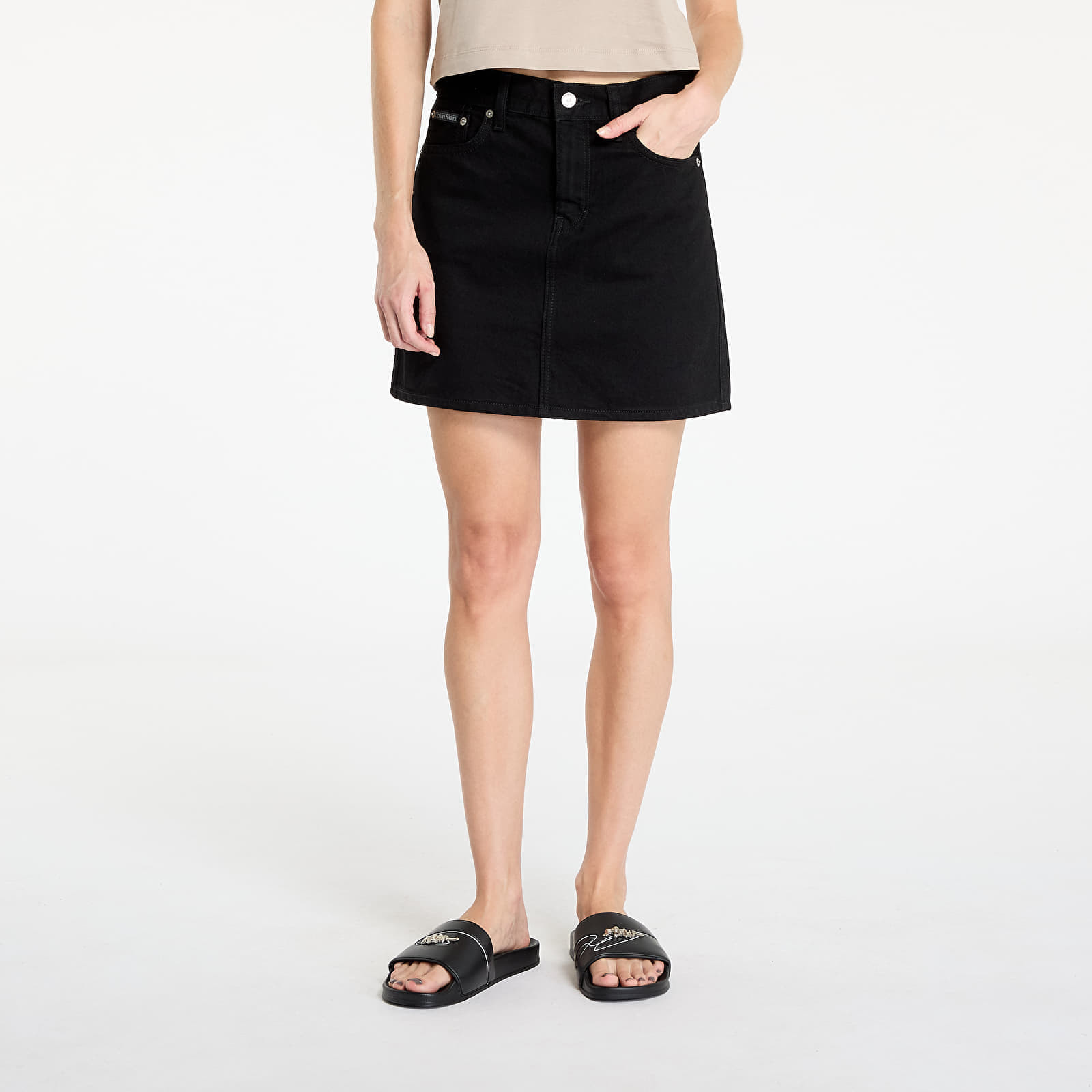 Sukňa Calvin Klein Jeans Hero High Rise Mini Skirt Denim Classic Black S/29