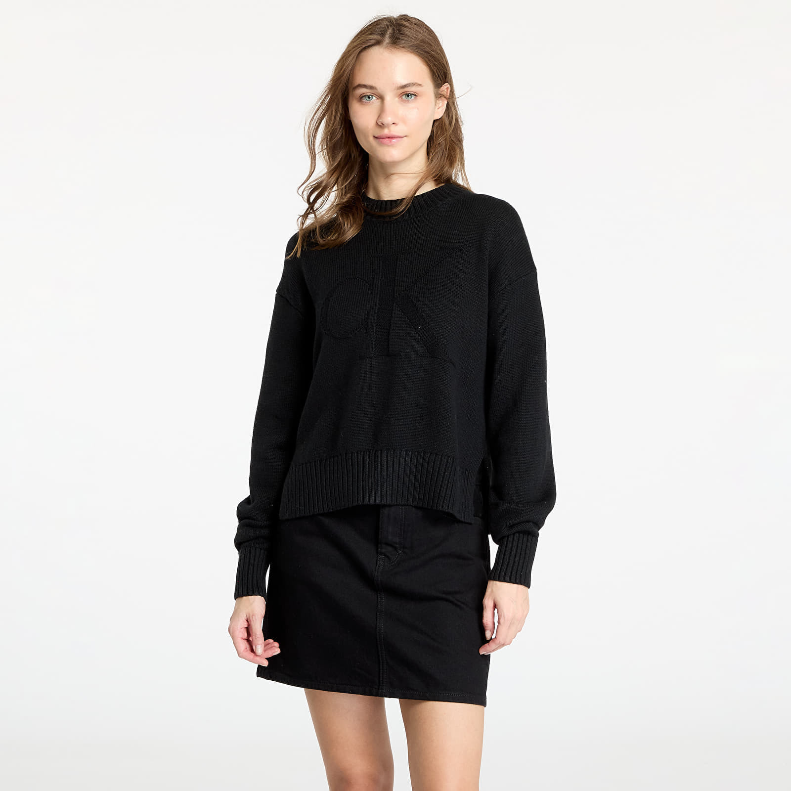 Sveter Calvin Klein Jeans Intarsia Loose Sweater Black M