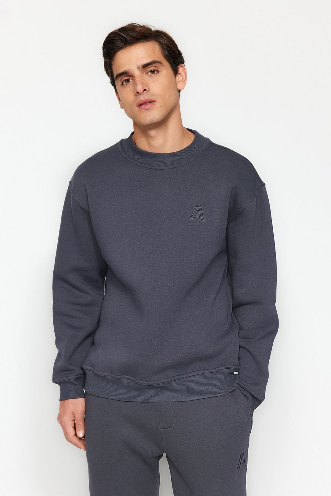 Trendyol Anthracite Basic Half Turtleneck Sweatshirt
