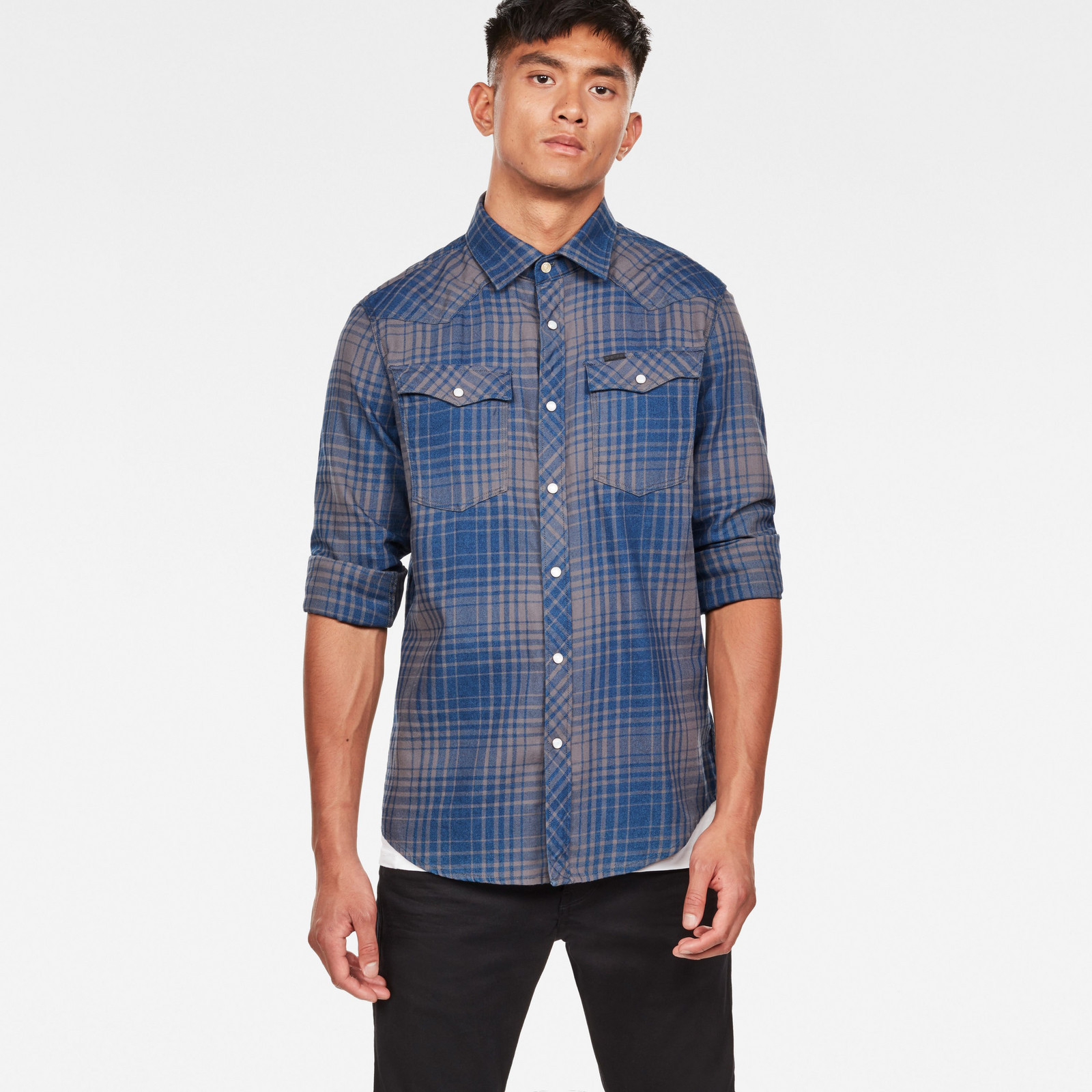 Košeľa - G-STAR 3301 slim shirt ls modrá