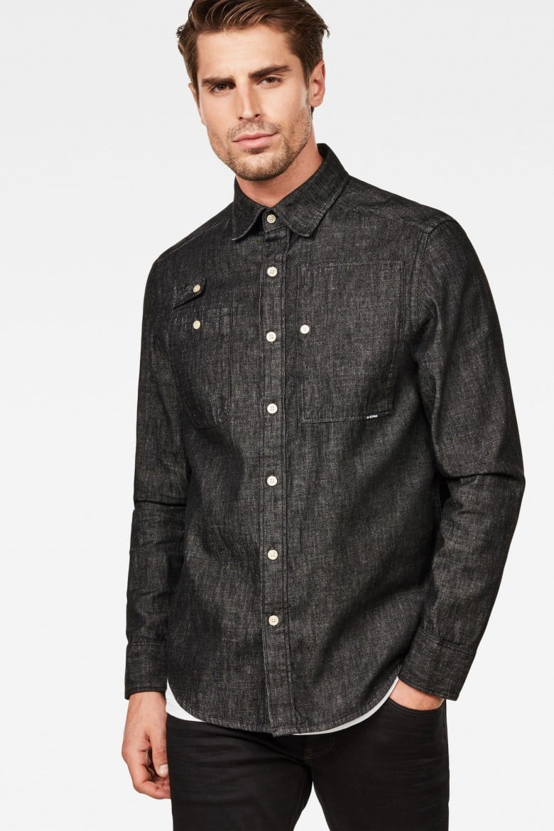 Košeľa - G-STAR Utility ha straight shirt l/s tmavo-sivá