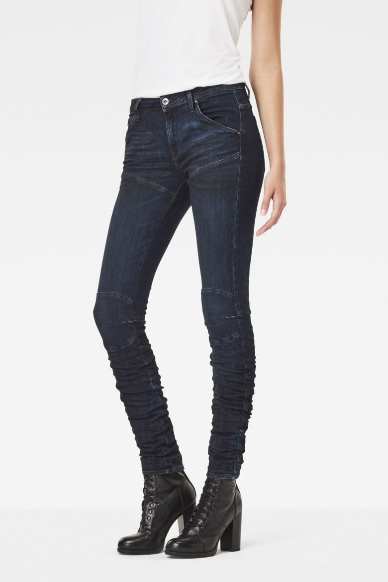 Rifle - G-STAR 5620 Staq 3D Mid Skinny Wmn modré