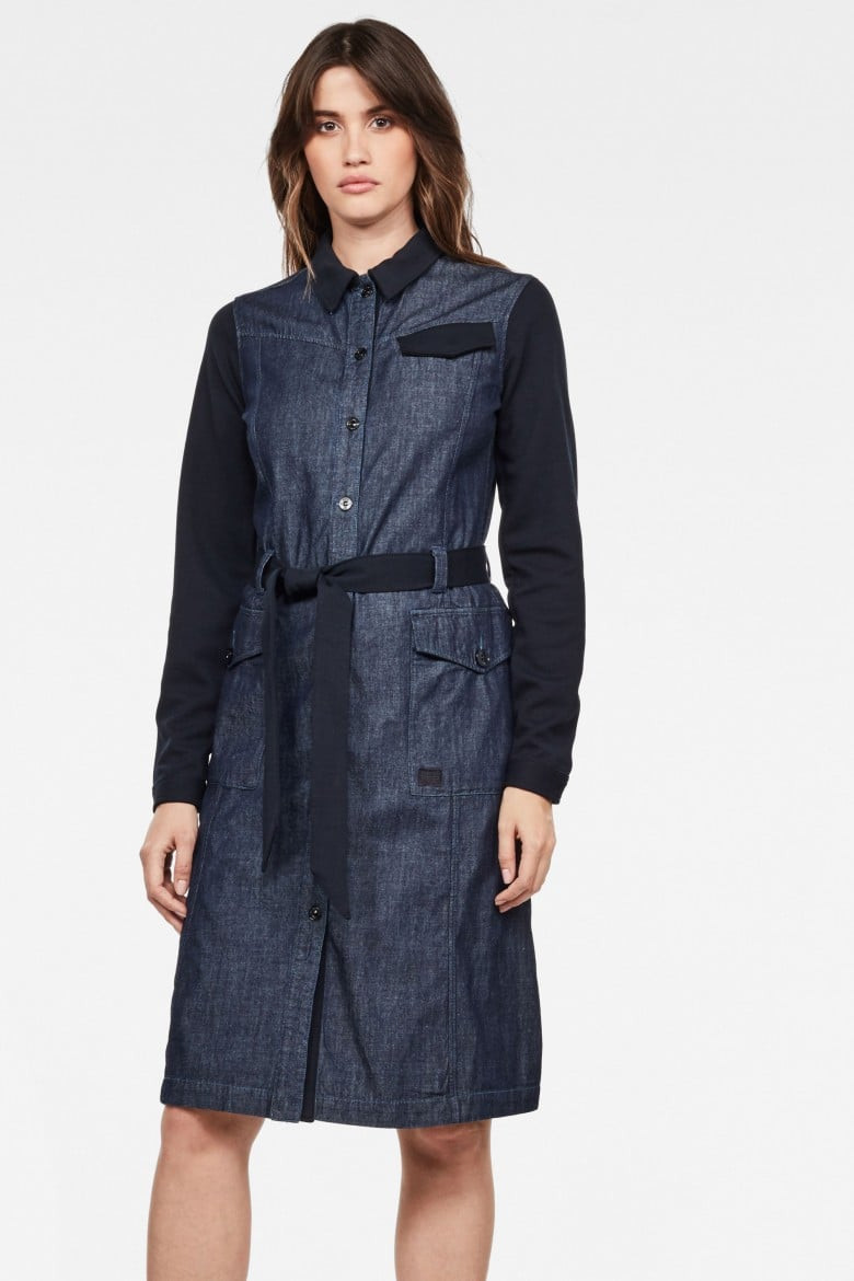 G-STAR Šaty - HA army dress l\s tmavomodré