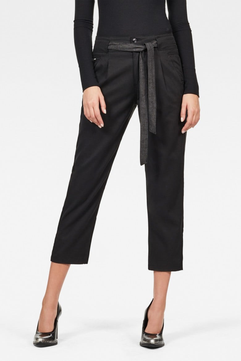 G-STAR Nohavice - Chisel mid bf ankle chino wmn čierne