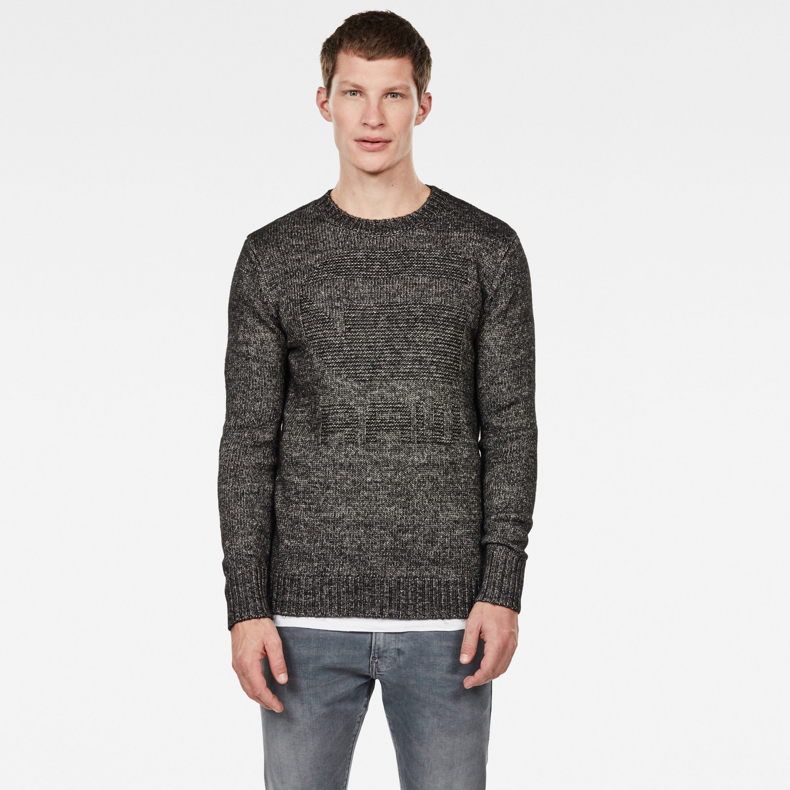 G-STAR Sveter - Mongram r knit l\s čierno-biely