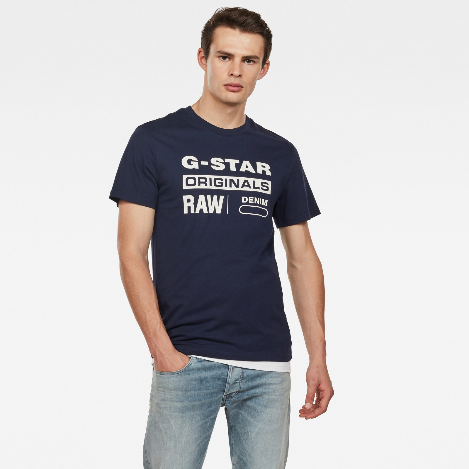 G-STAR Tričko - Graphic 8 r t s\s tmavomodré