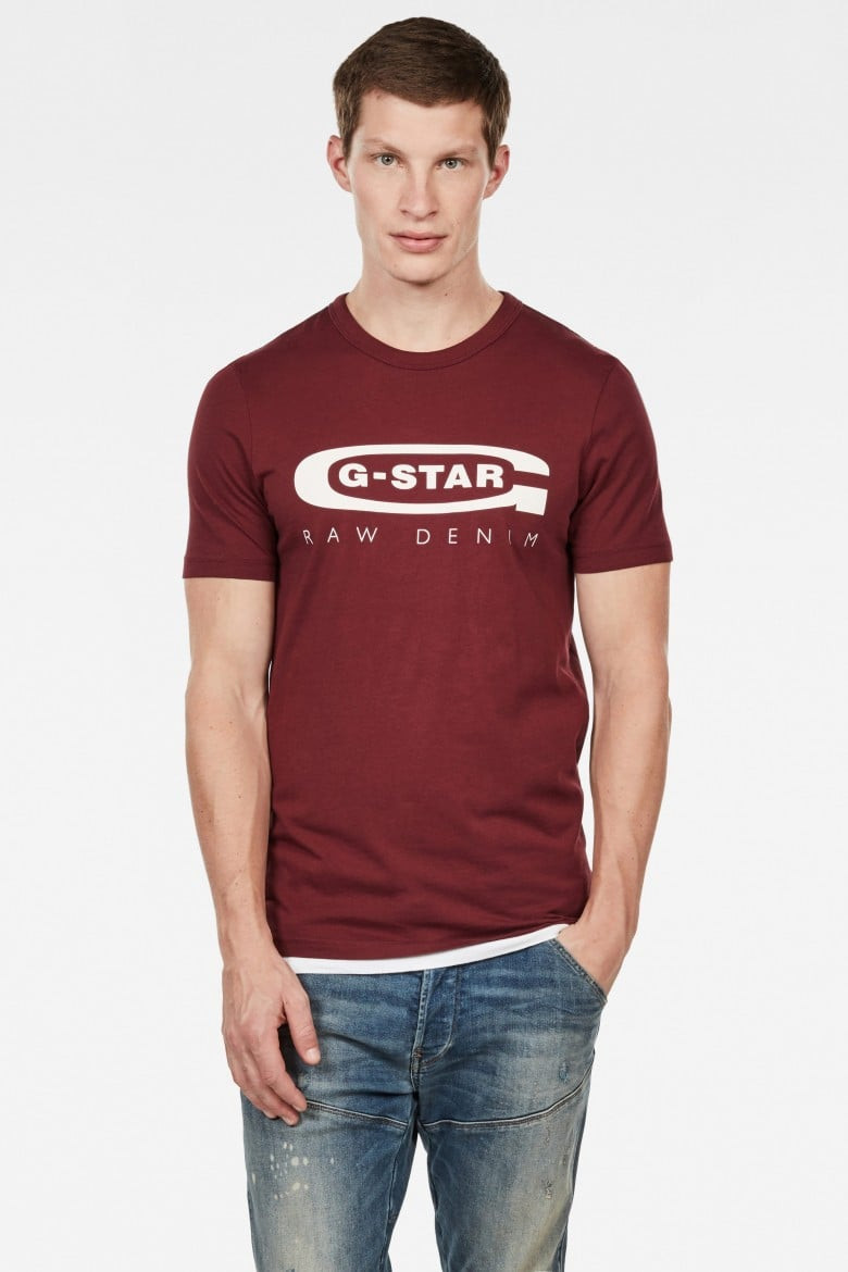 G-STAR Tričko - Graphic 4 slim r t s\s vínovo červené