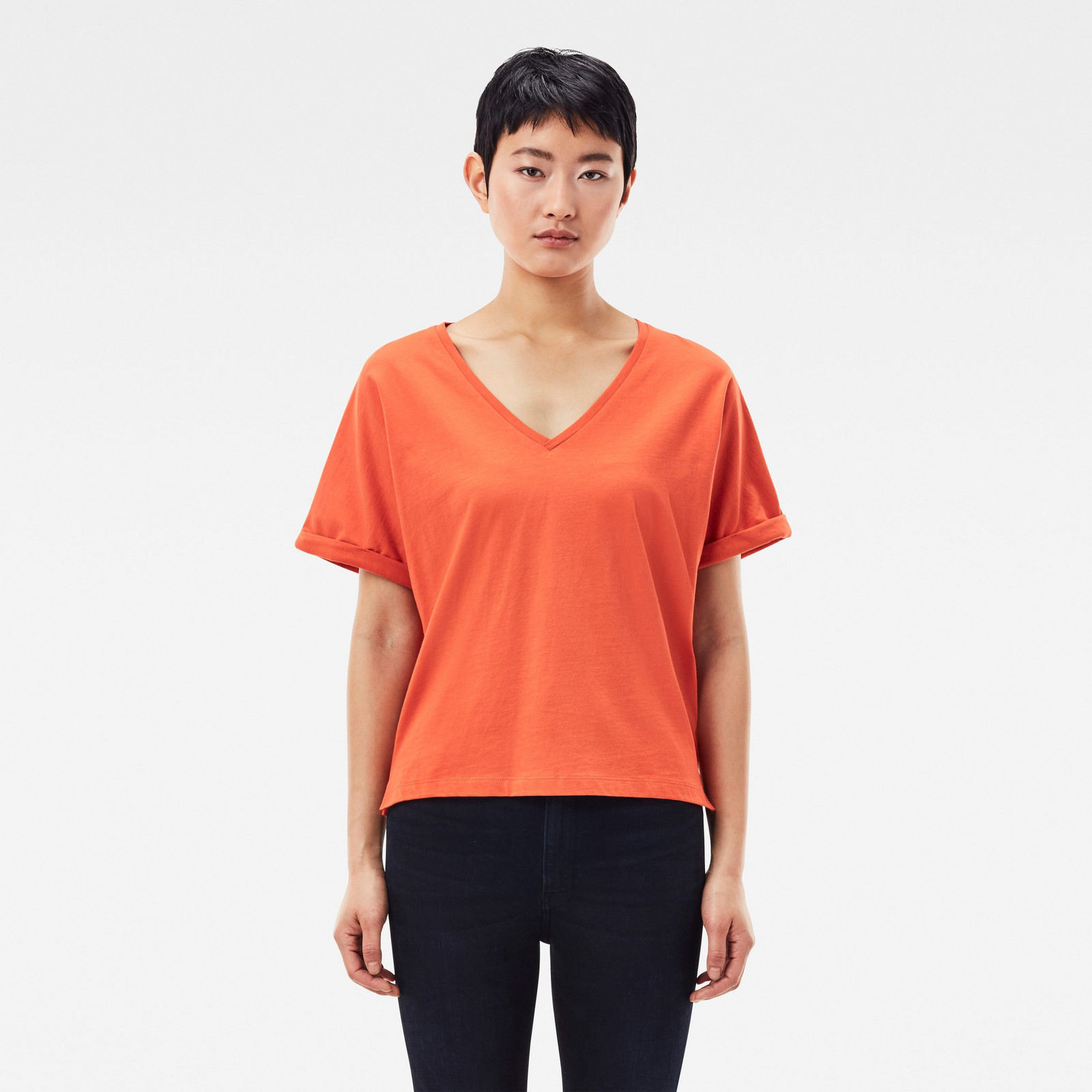G-STAR Tričko - Joosa v-neck tee oranžové