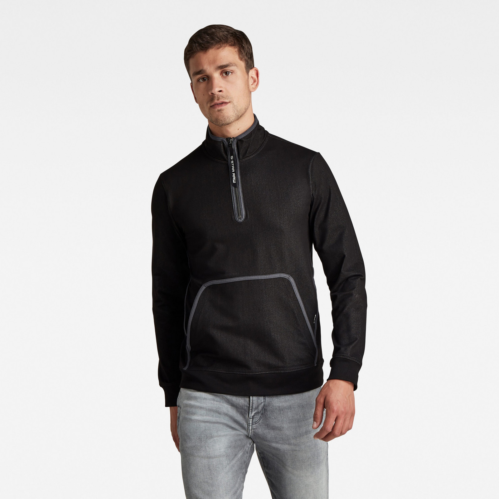 G-STAR Mikina - Half zip bound tweeter t l\s čierna