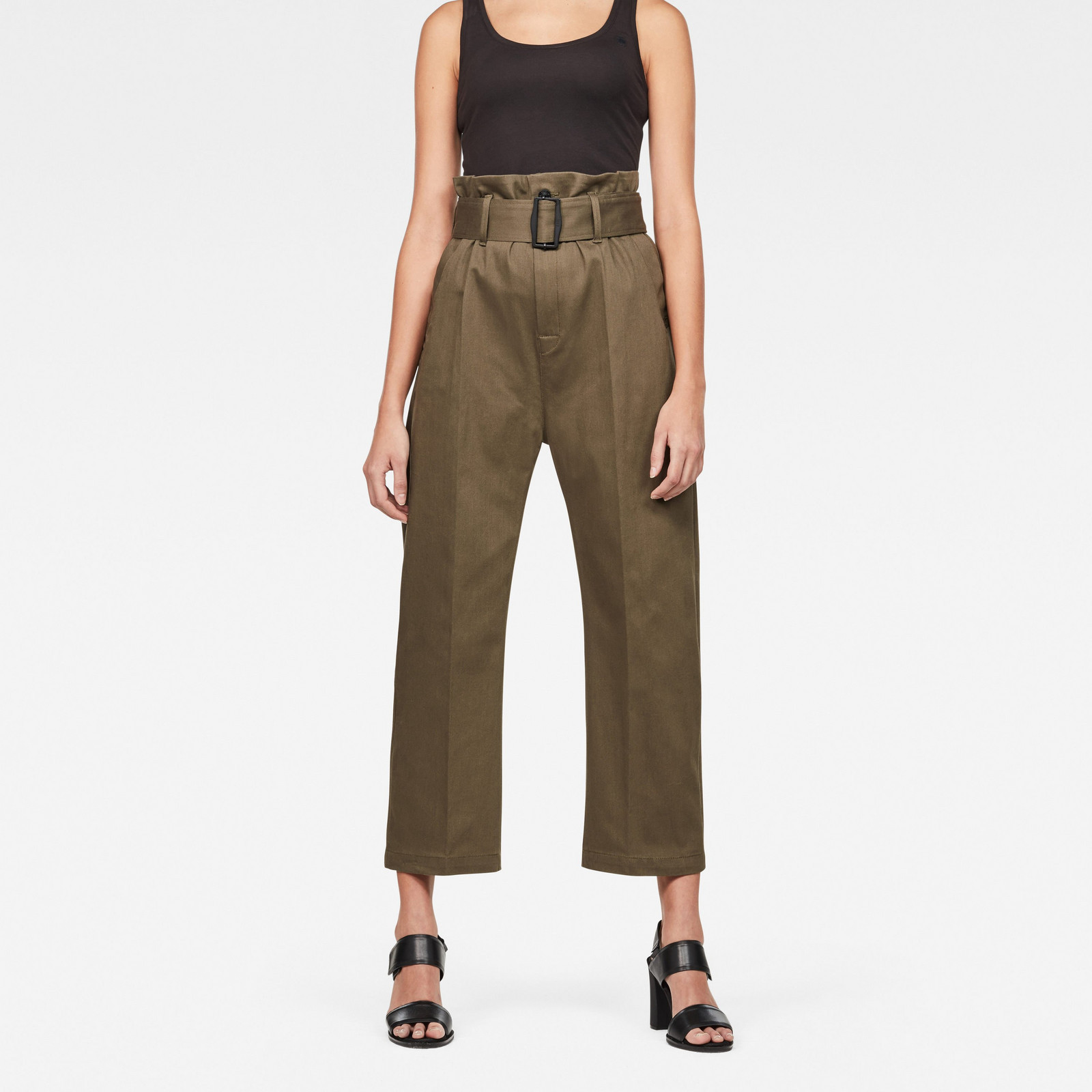 G-STAR Nohavice - Bronson XL paperbag waist chino wmn zelené