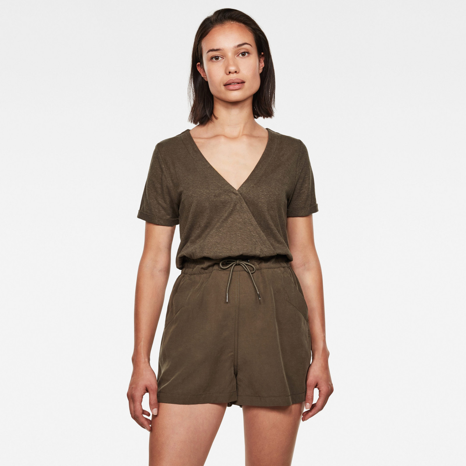G-STAR Overal - Mix jumpsuit wmn s\s hnedý